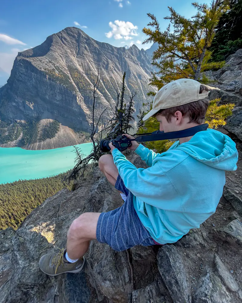 Jake photographing Lake Louise from the Big Beehive
